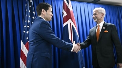 Rubio’s visit will allow both sides to review India-US ties and discuss ways to strengthen the bilateral comprehensive global strategic partnership. (AFP) Rubio’s visit will allow both sides to review India-US ties and discuss ways to strengthen the bilateral comprehensive global strategic partnership. (AFP)