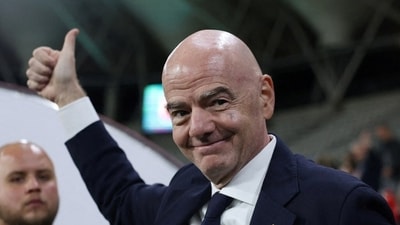 FIFA President Gianni Infantino reacts after Spain win in the Under-20 Women's World Cup on Sept. 27. FIFA President Gianni Infantino reacts after Spain win in the Under-20 Women's World Cup on Sept. 27.