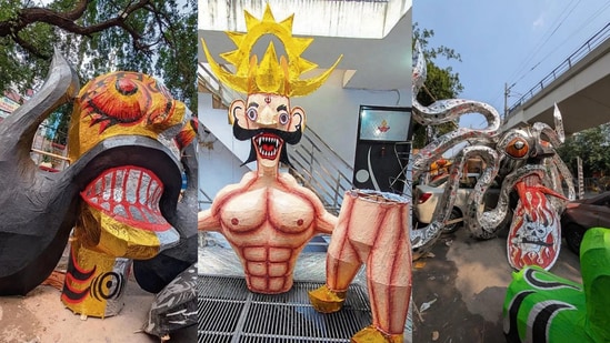 The festival of Dussehra is to be celebrated on Tuesday. In the run up to the date, artisans across Delhi are experimenting with their skills to create towering effigies of Ravana.