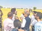 A high-level team of the Commission for Air Quality Management inspecting measures to curb farm fires. (HT)