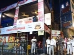 Kolkata Police at the site after a stampede at the Chorbagan Sarbojanin Durga Puja pandal, in Kolkata, West Bengal.(ANI)