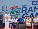 Lok Sabha Leader of Opposition Rahul Gandhi addresses a public rally, in Margo on Sunday. 