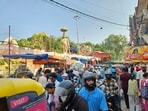 During the spot check on Sunday afternoon, cars, buses and autorickshaws were caught in traffic jams stretching at least a kilometre before the market