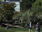 Trump plans a 15-month closure of Washington's East Potomac Golf Course for renovation as a legal challenge and court fight over tree removal continue. (Photo by Kevin Dietsch / GETTY IMAGES NORTH AMERICA / Getty Images via AFP)