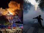 Hundreds of thousands of people took part in peaceful marches across dozens of French cities. 