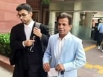 Actor Rajpal Yadav at the Supreme Court in connection with a cheque bounce case in which the Court had directed him to deposit  <span class='webrupee'>₹</span>2 crore with the Supreme Court registry, in New Delhi on Wednesday. 