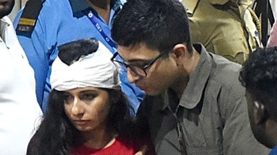 Kolkata, Oct 17 (ANI): An injured being assisted at Kolkata Medical College, following a stampede at the Chorbagan Sarbojanin Durga Puja pandal, in Kolkata on Saturday. (ANI Photo) (Sudipta Banerjee)