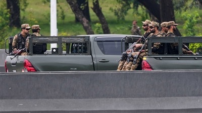 Pakistan Army troop escort a convey believed to be carrying U.S. Vice President JD Vance upon his arrival for talks with Iranian officials in Islamabad, Pakistan, Saturday, April 11, 2026. Pakistan Army troop escort a convey believed to be carrying U.S. Vice President JD Vance upon his arrival for talks with Iranian officials in Islamabad, Pakistan, Saturday, April 11, 2026.