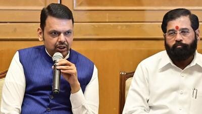 Mumbai, India - June 21, 2026: CM Devendra Fadnavis(C), Dy CM Sunetra Pawar(L) and Dy CM Eknath Shinde(R) during the press conference ahead of the upcoming Monsoon Session, Sahaydri Guest House, in Mumbai, India, on Sunday, June 21, 2026. (Photo by Anshuman Poyrekar/Hindustan Times) (Anshuman Poyrekar/HT Photo) Mumbai, India - June 21, 2026: CM Devendra Fadnavis(C), Dy CM Sunetra Pawar(L) and Dy CM Eknath Shinde(R) during the press conference ahead of the upcoming Monsoon Session, Sahaydri Guest House, in Mumbai, India, on Sunday, June 21, 2026. (Photo by Anshuman Poyrekar/Hindustan Times) (Anshuman Poyrekar/HT Photo)