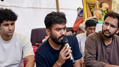 CJP founder Abhijeet Dipke addresses a press conference as party spokespersons Saurav Das and Ashutosh Ranka look on. (File Photo/PTI) CJP founder Abhijeet Dipke addresses a press conference as party spokespersons Saurav Das and Ashutosh Ranka look on. (File Photo/PTI)