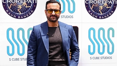 Bollywood actor Saif Ali Khan poses for photographs on the sets of Kaun Banega Crorepati. (PTI) Bollywood actor Saif Ali Khan poses for photographs on the sets of Kaun Banega Crorepati. (PTI)