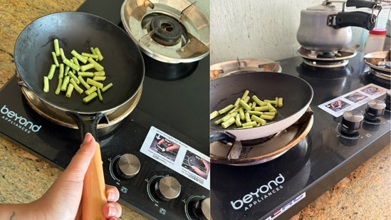 The Quantum four-burner gas stove in everyday use, with all four burners working comfortably during a busy home cooking session.