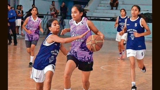 Players in action during the tournament in Ludhiana on Saturday. (Manish/HT)