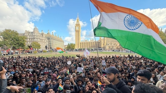 Protestors in London on October 17. 