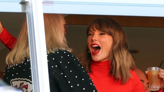 Taylor Swift hugged mother-in-law Donna Kelce at the Chiefs vs Chargers game, while Caitlin Clark also attended. (Photo by JAMIE SQUIRE / GETTY IMAGES NORTH AMERICA / Getty Images via AFP)