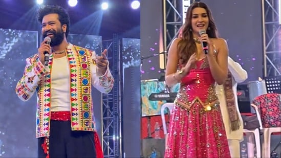 Vicky Kaushal and Kriti Sanon at Jamnagar Navratri celebration.