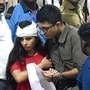 Kolkata, Oct 17 (ANI): An injured being assisted at Kolkata Medical College, following a stampede at the Chorbagan Sarbojanin Durga Puja pandal, in Kolkata on Saturday. (ANI Photo)