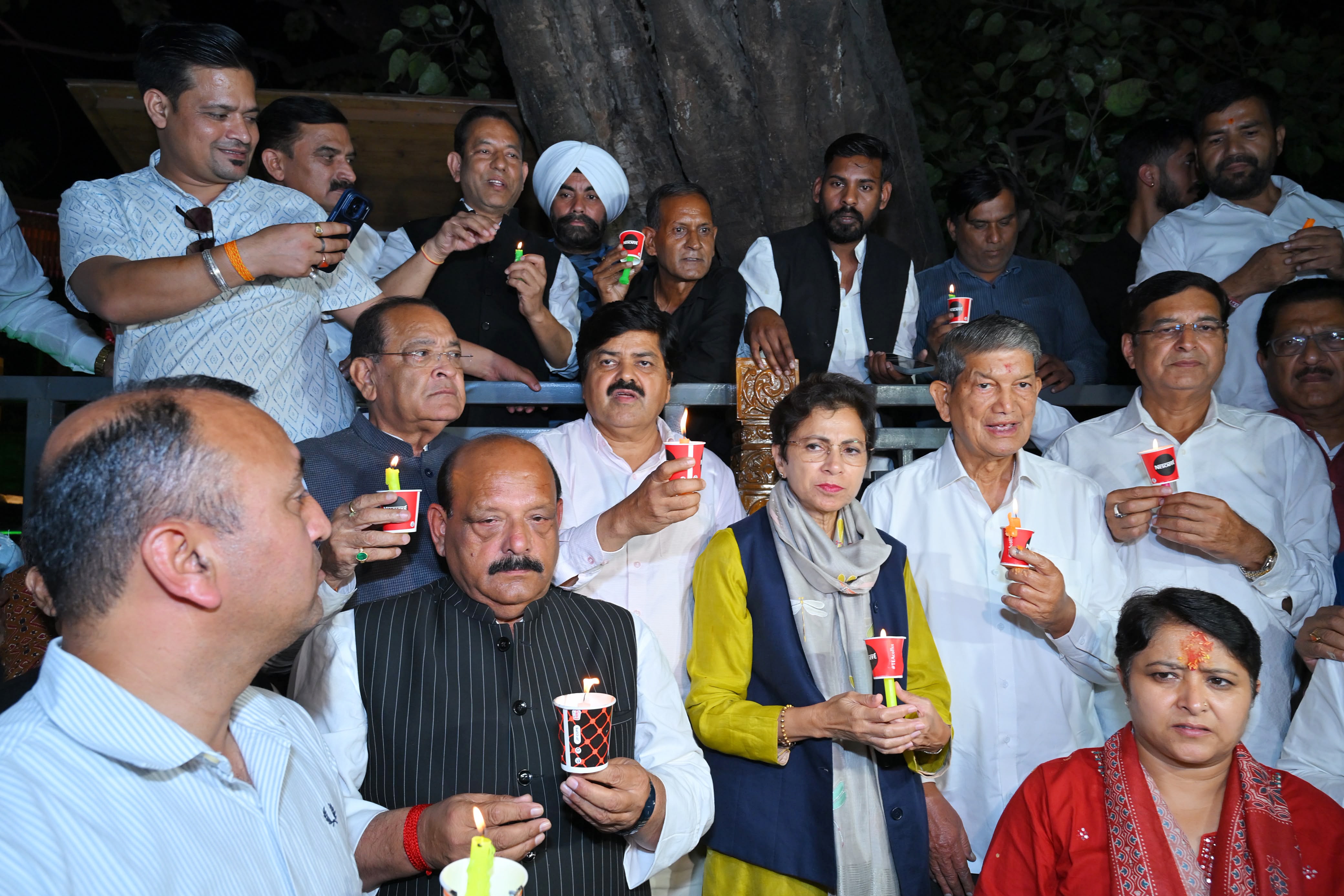 Uttarakhand Congress in-charge Kumari Selja, with Uttarakhand state Congress president Ganesh Godiyal, Uttarakhand former CM Harish Rawat, and party supporters, hold a candle march demanding justice in the Ankita Bhandari murder case. (ANI) Uttarakhand Congress in-charge Kumari Selja, with Uttarakhand state Congress president Ganesh Godiyal, Uttarakhand former CM Harish Rawat, and party supporters, hold a candle march demanding justice in the Ankita Bhandari murder case. (ANI)