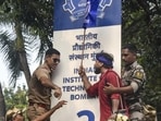 A protester being detained by the police during a joint protest by students and different political organisations demanding justice for deceased student Sahil Wakode, outside IIT campus in Mumbai on Sunday. (PTI)