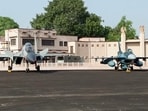 A view of an Indian Air Force Sukhoi Su-30 MKI and the Japan Air Self-Defense Force's Mitsubishi F-2 fighter jet during the bilateral air defence exercise Veer Guardian 2026. (ANI)
