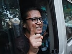 All India Students' Association (AISA) National President Neha Bora being detained during a protest near Mandi House demanding the resignation of Chief Election Commissioner Gyanesh Kumar, in New Delhi on Friday.
