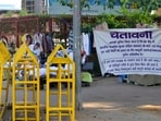 A view of Delhi Police barricades lying along the footpath at Janpath after security restrictions were relaxed. in New Delhi, India, on Monday, October 19, 2026.