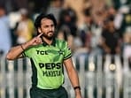 Pakistan's Salman Agha celebrates after scoring a century. Pakistan's Salman Agha celebrates after scoring a century.
