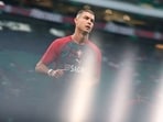 Portugal's forward #07 Cristiano Ronaldo warms up ahead of the UEFA Nations League league phase group A4 football match between Portugal and Wales