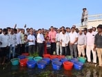 Maharashtra agriculture minister and Indapur MLA Dattatray Bharane was the chief guest at the programme which focused on restoring the reservoir’s aquatic biodiversity. (HT)