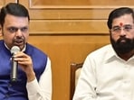 Mumbai, India - June 21, 2026: CM Devendra Fadnavis(C), Dy CM Sunetra Pawar(L) and Dy CM Eknath Shinde(R) during the press conference ahead of the upcoming Monsoon Session, Sahaydri Guest House, in Mumbai, India, on Sunday, June 21, 2026. (Photo by Anshuman Poyrekar/Hindustan Times) (Anshuman Poyrekar/HT Photo)