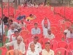 Screengrab of a viral video showing empty chairs at the PDA conference in Kannauj. (Sourced)