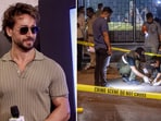 Forensic experts and police collect samples of evidence from the spot where unidentified assailants fired at Tiger Shroff, near Pushpa Narsee Park, Vile Parle West, in Mumbai.