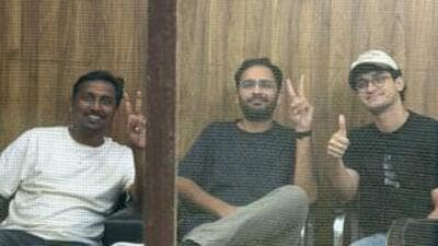 Das and Ranka were detained on October 13 after allegedly scaling the locked gates of Jantar Mantar. (PTI photo)