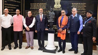 Justice Vikram Nath and others at the UPPSC headquarters in Prayagraj on Monday. (HT) Justice Vikram Nath and others at the UPPSC headquarters in Prayagraj on Monday. (HT)