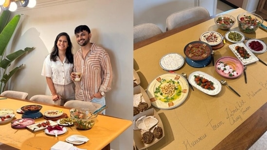 Hosts Ria Kumbhat and Siddharth Gandhi at After Hours cafe with their Middle Eastern spread. (Pics: After Hours and Sanya Panwar)