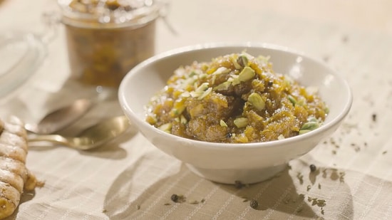 Ranveer Brar's pumpkin halwa recipe takes approximately an hour to prepare from scratch.