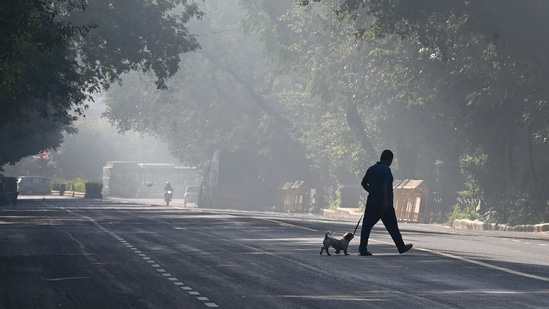Gram it: A view of a road shrouded in smog and mist in the early morning hours as temperature dipped to 17.1°C near Mandi House in Delhi, on Monday. While the early hours bring a distinct nip in the air, the India Meteorological Department (IMD) has issued a forecast of maximum temperature of 32-34°C and a minimum of 18-20°C for today. As winter edges closer, the city’s mornings are beginning to wear a cooler, hazier look.