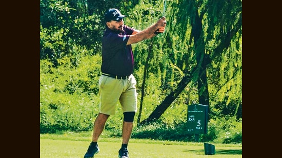 Sukhjit Singh Lehal of Golf Masters in action as they notched up two consecutive wins. (HT Photo)