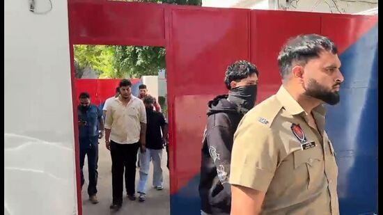 The accused in Mohali police custody on Monday.