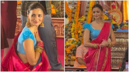 Alia Bhatt celebrates Durga puja in Mumbai.