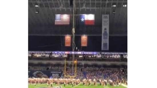Technical Sergeant Ian Patterson died following a fall during a fast-rope demonstration at the Alamodome. (X@Oceanbreeze473)