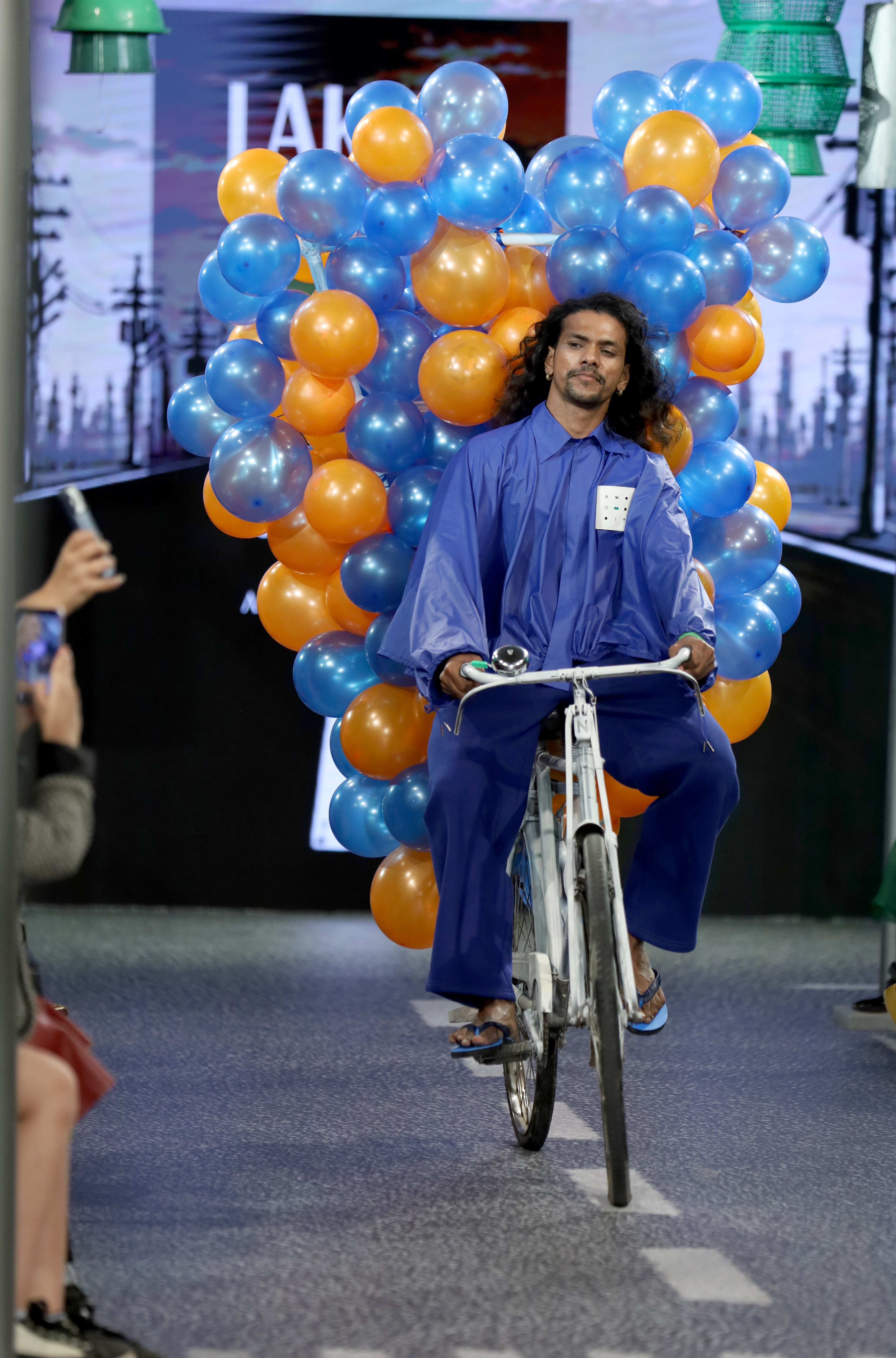 A model cycles on the ramp, showcasing a creation by designer Amit Aggarwal. ( SHAZID CHAUHAN)