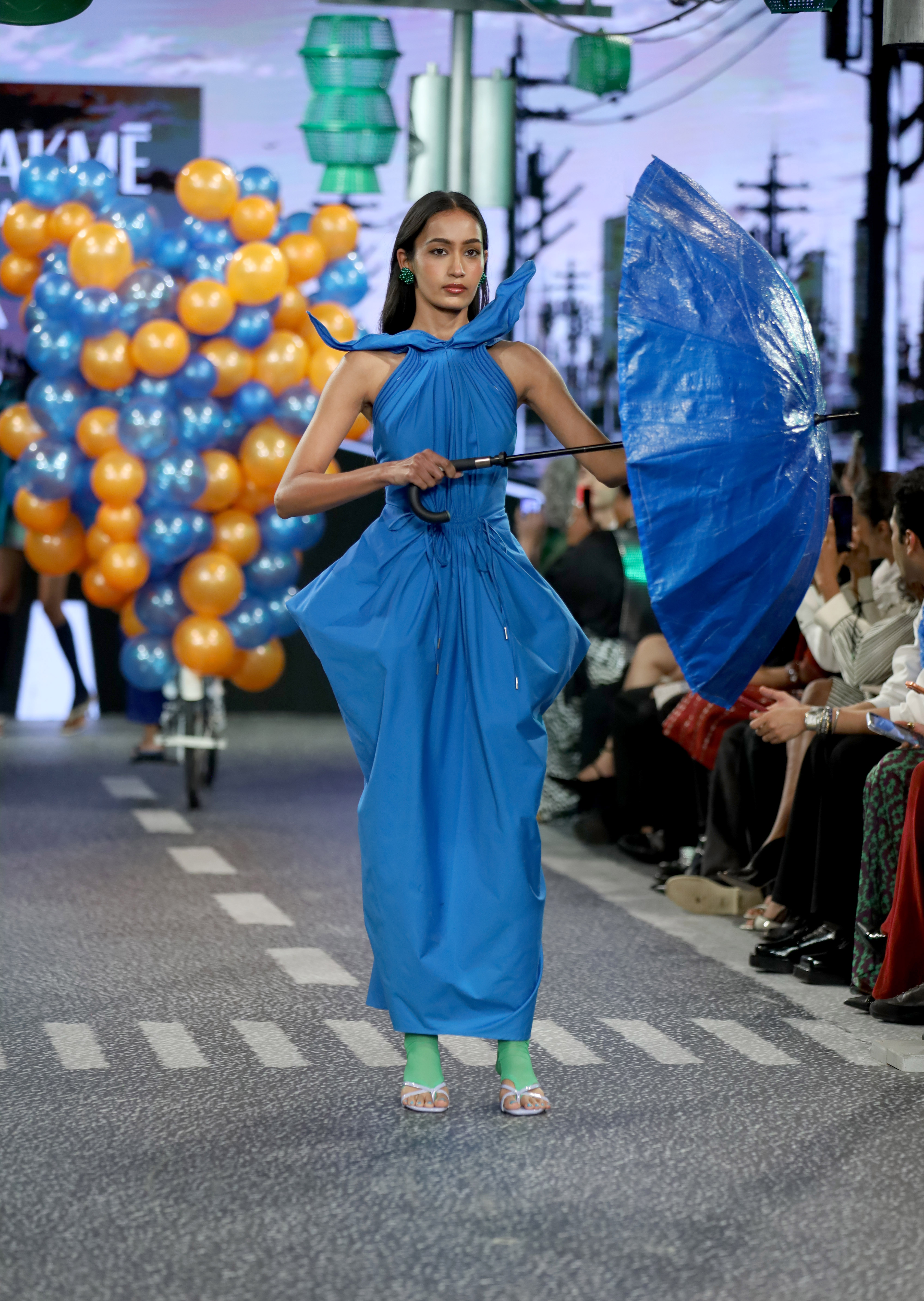 A model walks the ramp, showcasing a creation by designer Amit Aggarwal at Lakmé Fashion Week x FDCI. ( SHAZID CHAUHAN)