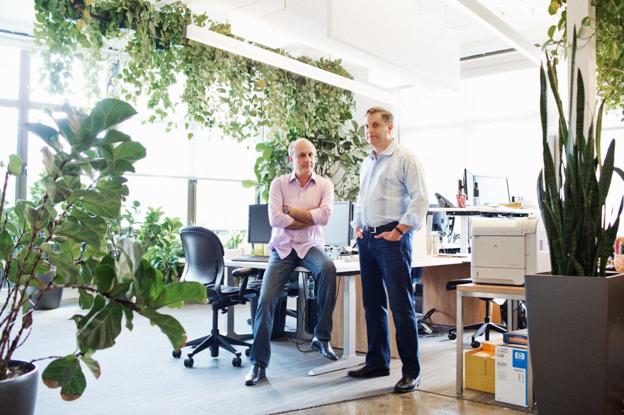 Two Sigma co-founders David Siegel, left, and John Overdeck at the quant firm’s Manhattan offices in 2014.
