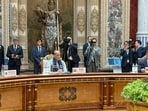 Defence Minister Rajnath Singh represents India at the Shanghai Cooperation Organisation (SCO) Council of Heads of Government meeting, in Dushanbe on Tuesday.(ANI)