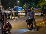 Forensic Experts and Police collect samples of evidence from the spot where unidentified assailants fired at Tiger Shroff, near Pushpa Narsee park, Vile Parle west in mumbai, India, on, October 18, 2026. 