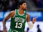 Paul George made an immediate impact in his Boston Celtics debut against the Detroit Pistons.(AP Photo)