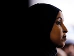US Representative Ilhan Omar (D-MN) holds a press conference at Karmel Mall on January 28.(REUTERS)
