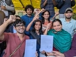 JNUSU members called off their 17-day hunger strike on Tuesday.(HT)