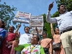 Mumbai, India. Oct 19, 2026 - A fishermen’s union protested outside the Collector's office in Bandra against the Brihanmumbai Municipal Corporation (BMC)’s proposed Manori desalination project. Mumbai, India. Oct 19, 2026. (Photo by Raju Shinde/HT Photo) (Raju Shinde)
